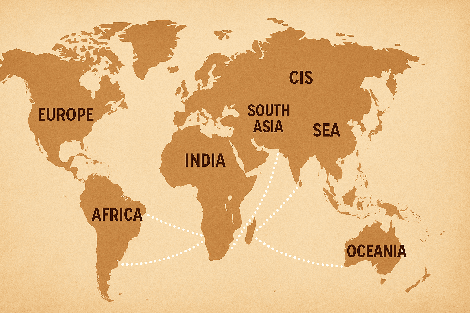 Global export markets map